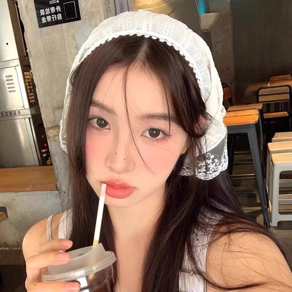 Vintage Lace Scarf Headband Colorful Pastoral Style French-style Hair Scarf Exquisite Korean Style Triangle Headscarf