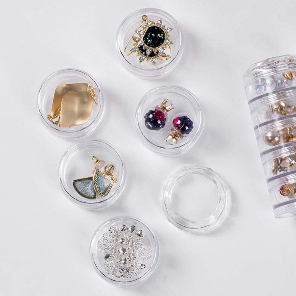 Earrings Clear Stackable Round Eye Cream Box Makeup Organizer Face Cream Box Jewelry Storage Box