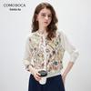 Женский вязаный кардиган Comonboca с цветочным принтом, смешанный шелк, длинный рукав