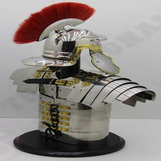 Римский шлем Royal Handicraft с подставкой и средневековая куртка Lorica Segmentate Legionary LARP