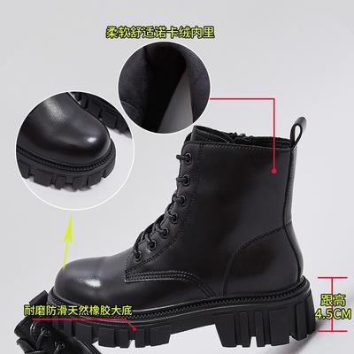 Кожаные ботинки Мартин женские осенне-зимние новые на толстом каблуке бархатные ботинки женские повседневные тонкие ботинки на толстой подошве короткие ботинки мягкие