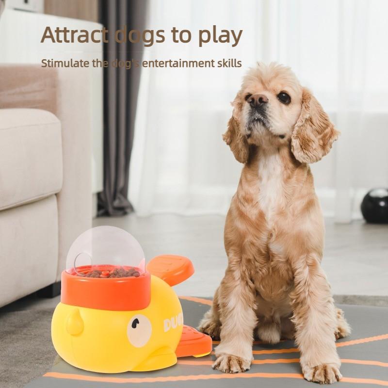 2-in-1 Interactive Dog Toy Pet Automatic Food Treat Dispenser Cartoon Duck Design Slow Food Pet Snack Feeder for Dog Training