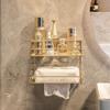 Home Gold Bathroom Punch-Free Shelf Shelves Shower Storage Wall Mounted Rack Luxury Toilet Paper Cosmetic Accessories Organizer