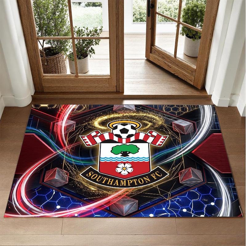 Southampton Football Design Crystal Velvet Rug Soft Decorative Mat for Bedroom Entrance