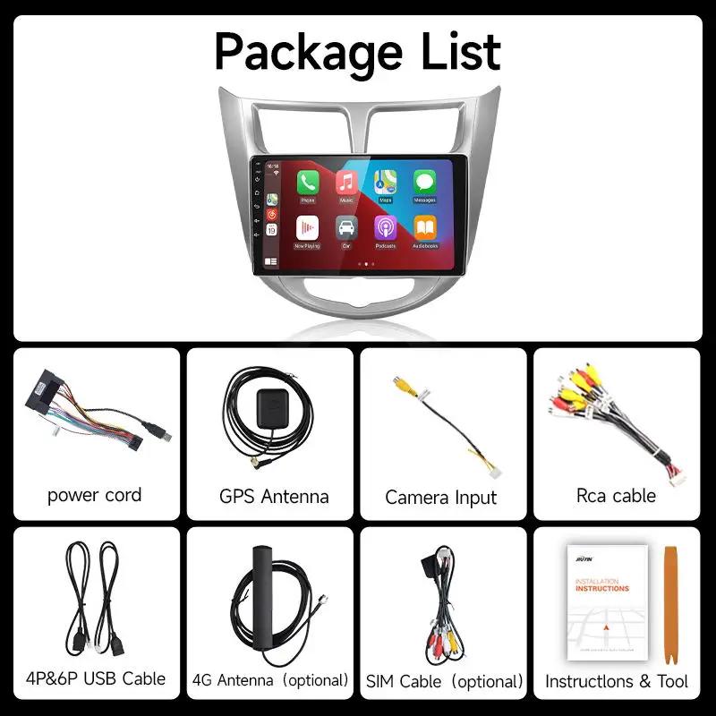 JIUYIN Android 13 Carplay автомобильное радио для Hyundai Solaris Verna Accent 1 2010 - 2016 мультимедийный проигрыватель 2Din GPS DVD головное устройство