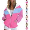 Women's Sweatshirt Jacket Striped Long Sleeve Loose Hooded Sports Jacket