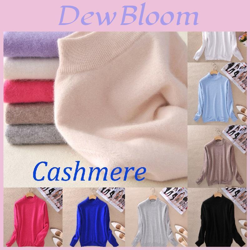Luxuriously Soft Women's Slim Cozy Knitted Half-turtleneck Cashmere Wool Sweater