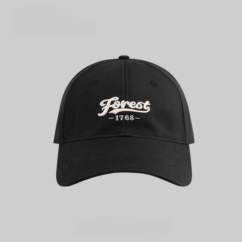 Letter Embroidered Baseball Cap for Women with Big Round Face Suitable for Beige Versatile Wide Brim Showing Face Small Duckling Cap