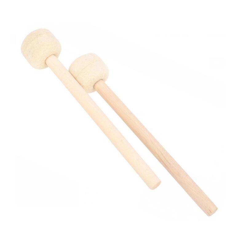 Wood Handle Drumsticks Drum Mallet Stick with Felt Head Drum Mallets Percussion Stick for Marchings Band Snare Drum