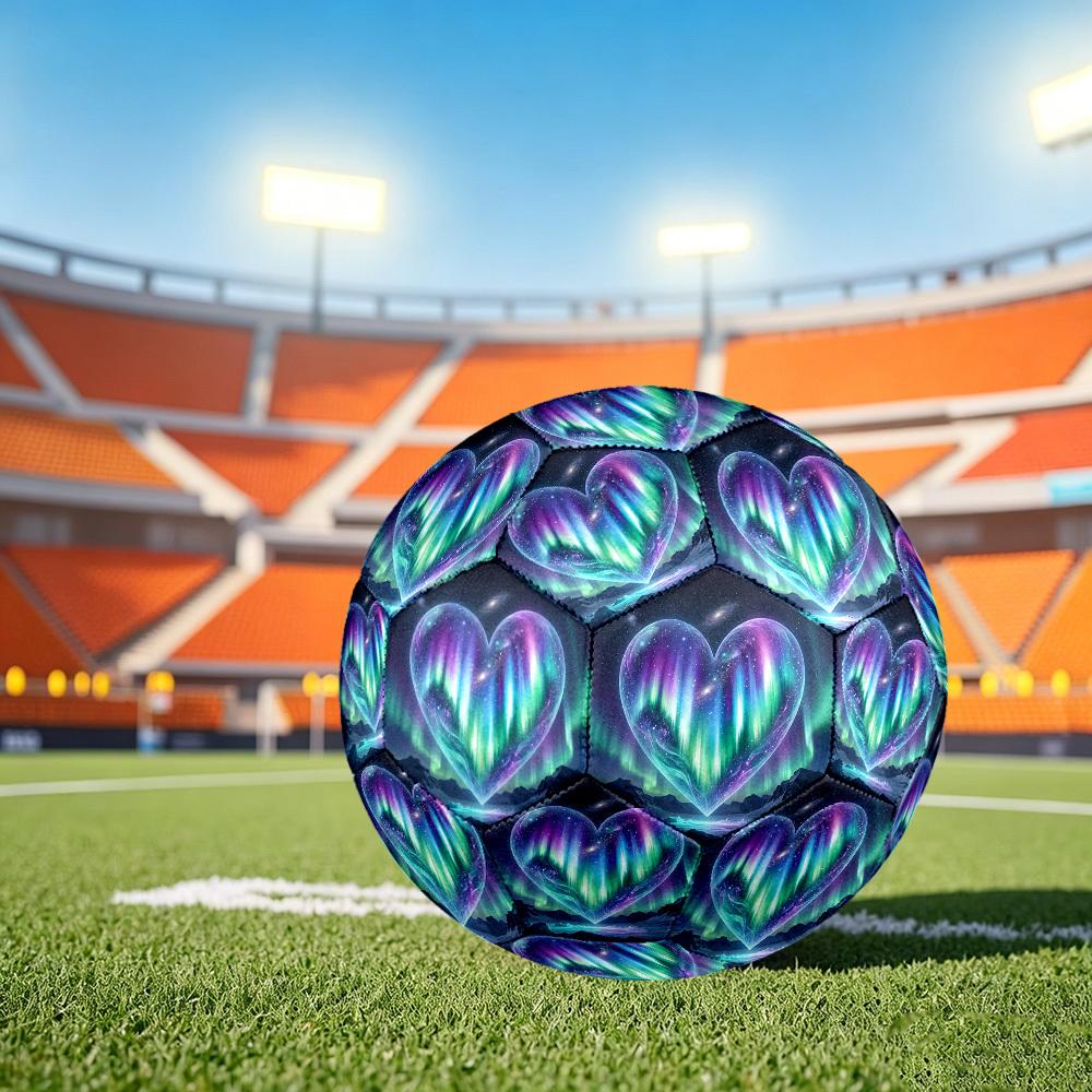 1pc Heart Aurora Size 5 Soccer Ball Professional Match Training Football Indoor &Outdoor Sports Ball Training Ball Lightweight Durable y18