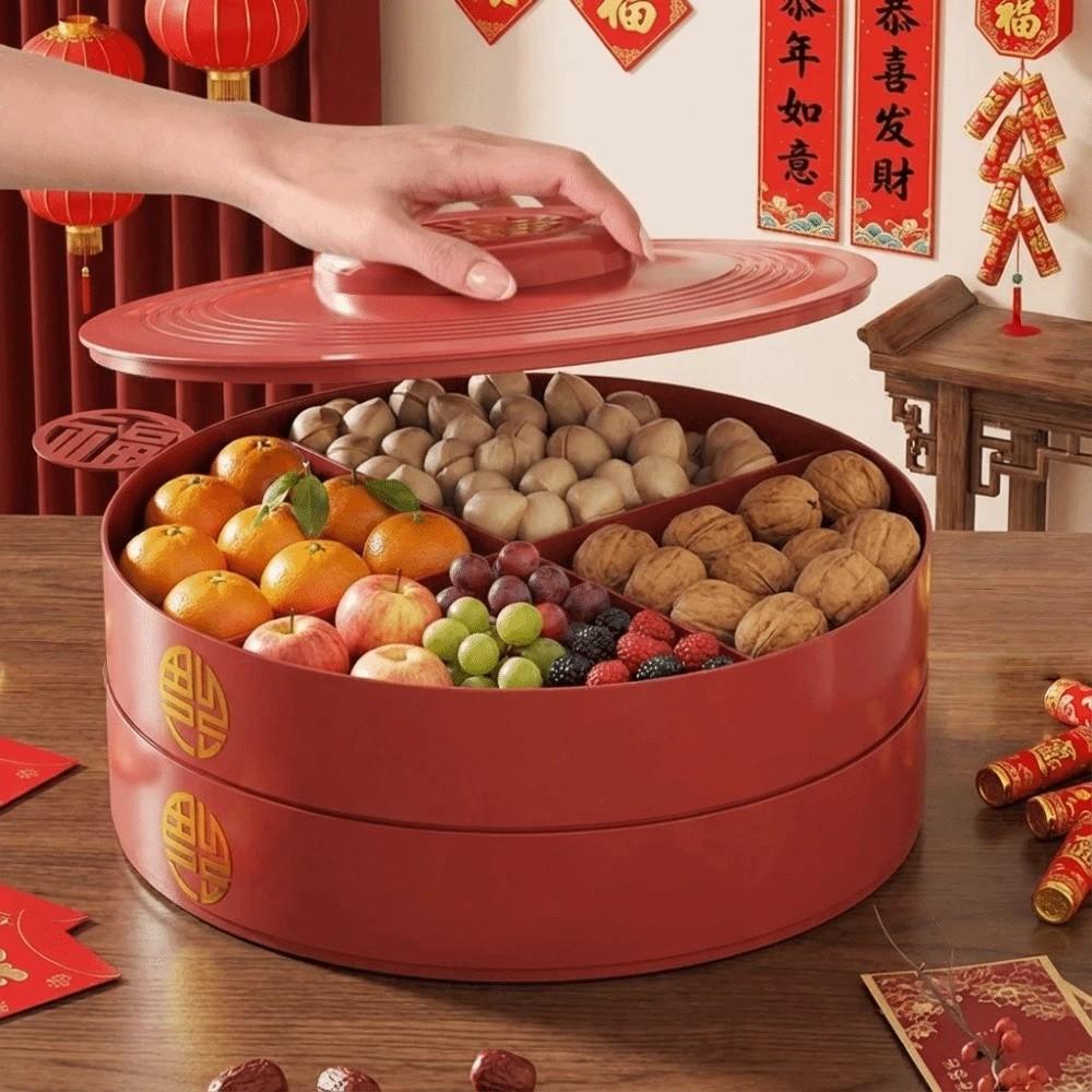 2 Layers Nut Serving Tray 8-Compartment Biscuit Fruit Plate Multi-functional Candy Box  Party