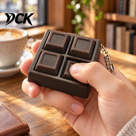 Clicker Bag Charm 3D Printed Chocolate Toy, Decompression Button Keychain Pendant with Mechanical Bead Chain, Stress Relief Clicky Toy for Backpacks