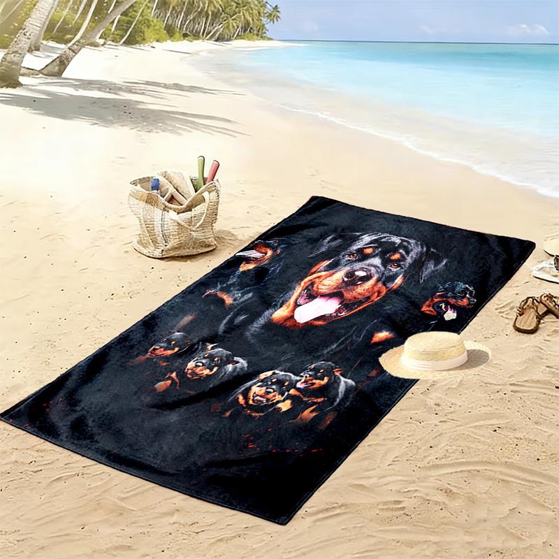 Rottweiler Print Beach Towel, Large Soft Quick Dry Towel for Beach Camping Swimming