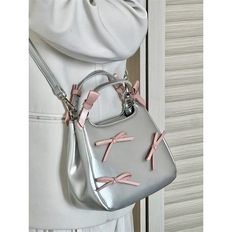 JIAERDI Hot Girls Y2k Hand Bag Purse Female Sweet Cool Bow Handle Blue Bucket Bag Women Harajuku Aesthetic Casual Crossbody Bags