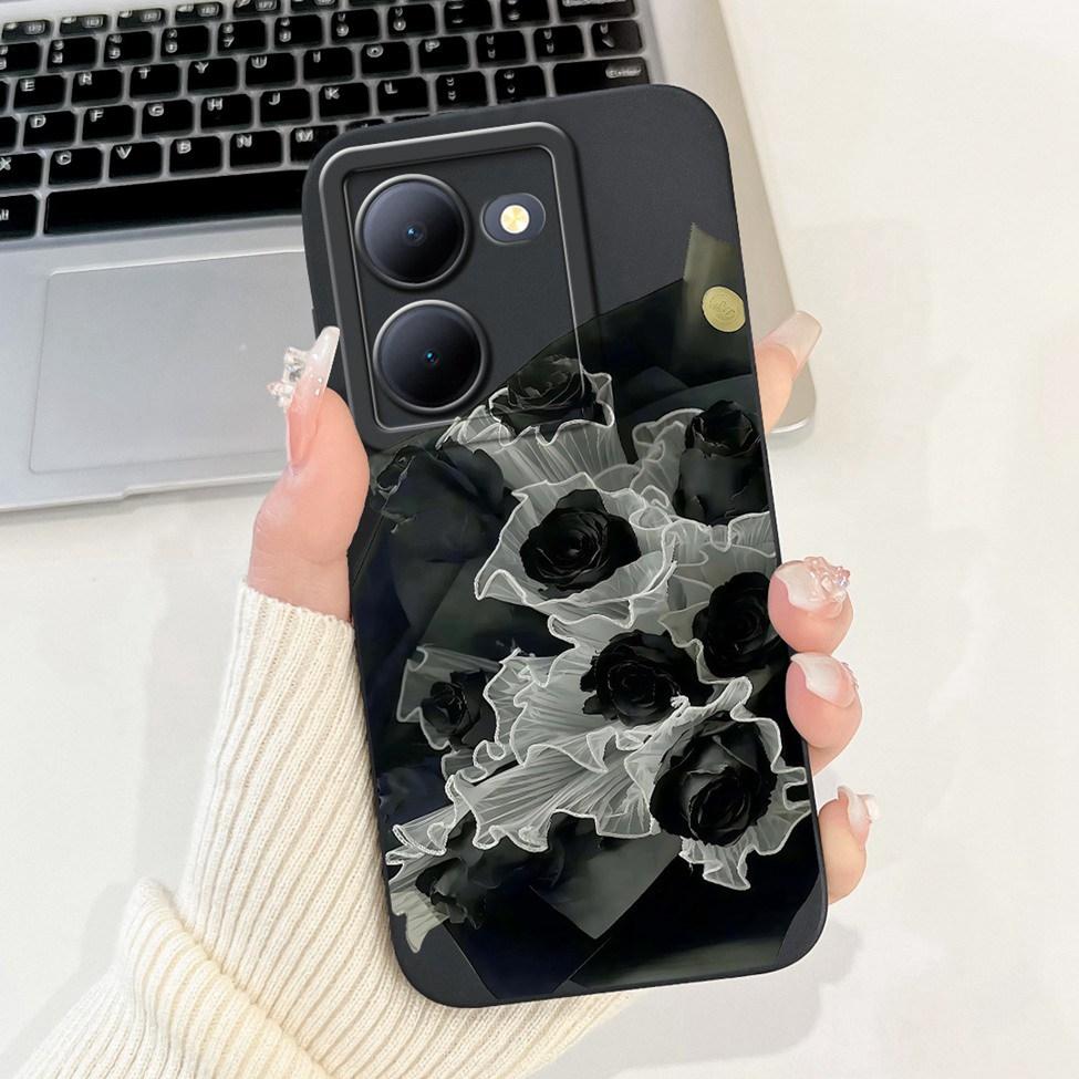 For Vivo Y36 5G V2248 Case For Vivo Y27 5G V2302 Cover Silicone Luxury Fashion Flowers Kawaii Cute Cat Funny Phone Case Bumper