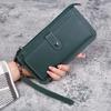 Кожаные женские кошельки, роскошные длинные складные кошельки для монет, женские однотонные цвета, новые тонкие клатчи для телефона