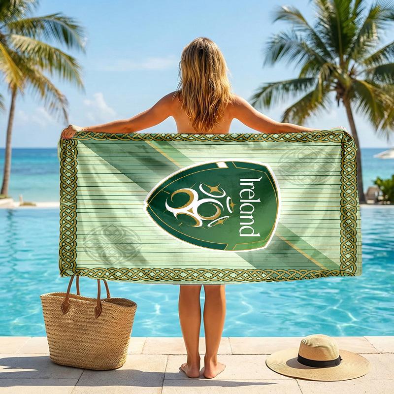 Ireland Rugby Fashion Beach Towel Portable Soft Quick Dry Towel For Swimming Camping Holiday Use