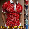 Casual Lapel T-shirt Young Men's Fashion Zipper T-shirt Short Sleeve T-shirt Men's 3D Red Pattern Print T Shirt
