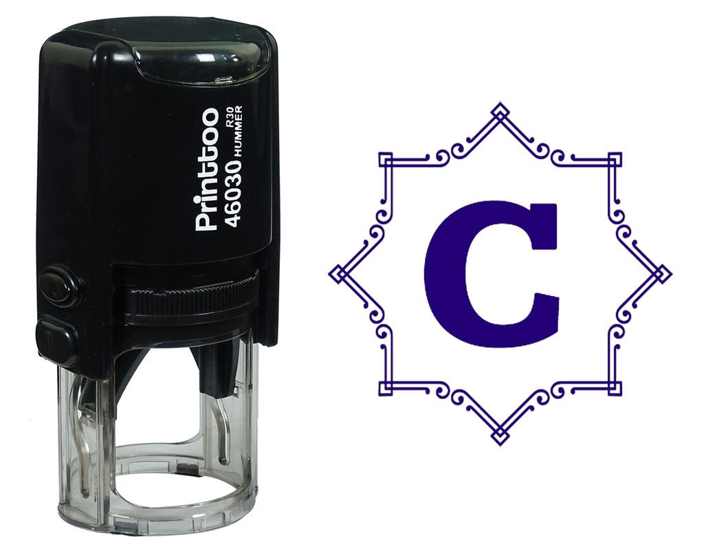 Printtoo Octagon Celtic Swirl Frame Alphabet C Monogram Self Inking Rubber Stamp Office