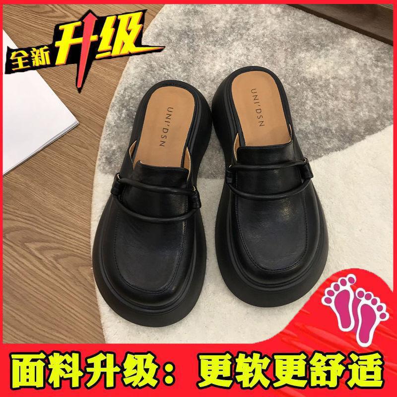 Японские ретро туфли с большой головой на платформе с одной педалью туфли Muller весна-лето 2024 новые тапочки с сумкой на голову женская верхняя одежда