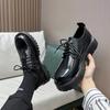 Men's Korean Leather Platform Oxford Slippers In Thick Bottom Racing Casual Sneakers Square Pointed Formal Dress Shoes