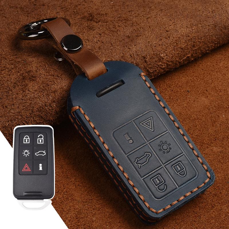 Leather Car Key Cover Full Case For Volvo S60 S80 V60 XC60 XC70 S60L V40 XC90 Keychain Remote Auto Accessories Ring Protector