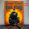2D Flat Vintage Railroad Metal Sign - Retro Train Sunset Aluminum Wall Art, Home Bar Garage Outdoor Decor for Enthusiasts