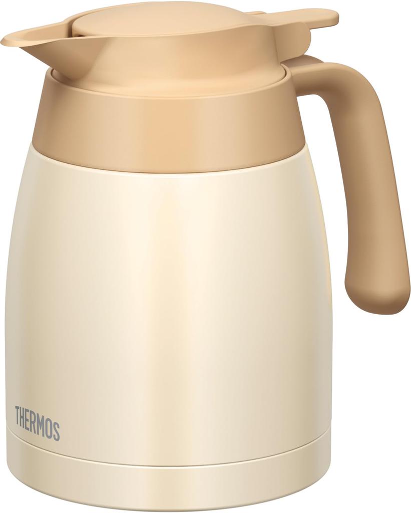 Thermos Stainless Steel Pot 1L Cream White Insulated Tabletop Vacuum Flask Keeps Food Hot or Cold - Pot, Pot, Structure, (TTB-1001 CRW)