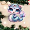 Mermaid Snake Car Pendant Acrylic Flat Decoration for Christmas Hanging Pendant Tree Cute Cartoon Mermaid Lover Gift for Xmas