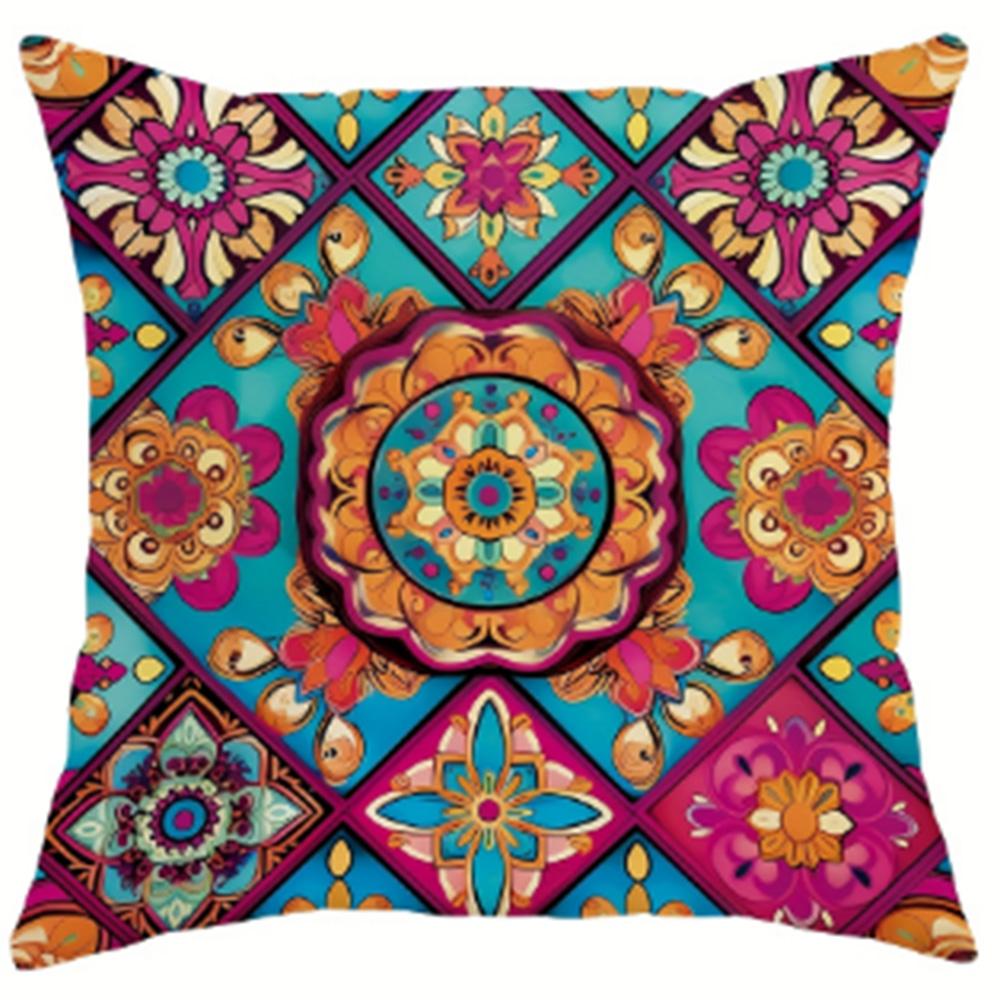 1 шт., наволочки в клетку с рисунком мандалы и цветов, наволочки в стиле пэчворк в стиле бохо, наволочки в стиле винтаж с абстрактным рисунком, украшения для дома