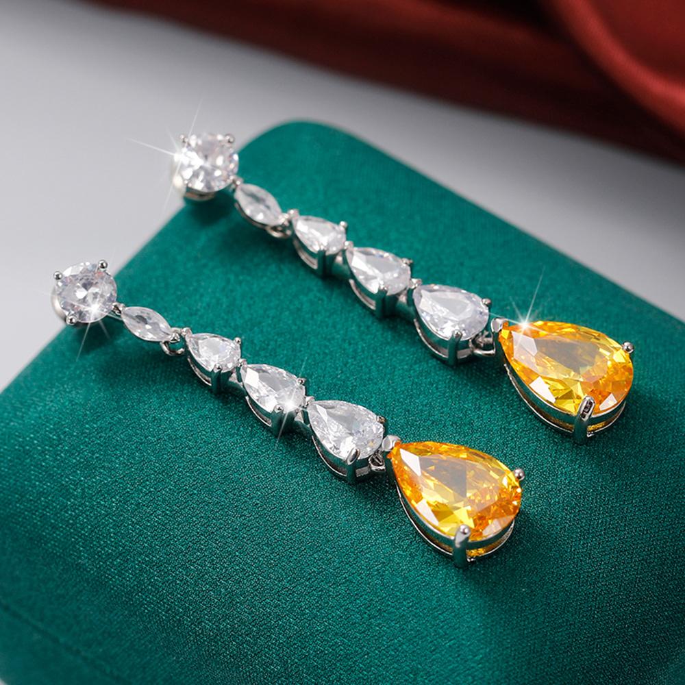 BELLA BOX Висячие серьги с желтыми каплями воды и цирконами для женщин, эстетические женские аксессуары для ушей, свадебные трендовые ювелирные изделия