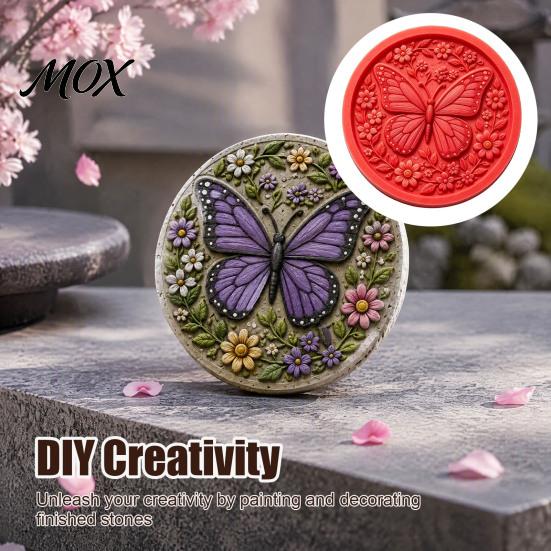 Outdoor Walkway Path Maker Garden Stepping Stone Silicone Mold, DIY Concrete Cement Reusable Mould Round Casting Mold for Pathway Patio Yard