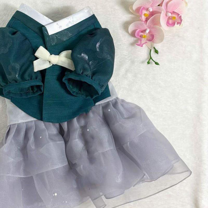 Pet Dress Small Dogs Lightweight Breathable Cartoon Floral Print Cotton Blend Sleeveless Outfit Teddy Poodle