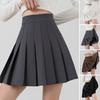 Women Mini Skirt High Waist Above Knee Length Loose Hem Anti-exposed Lining Dress-up Young Style Solid Color A-line Girls Pleated Skirt Women Clothes