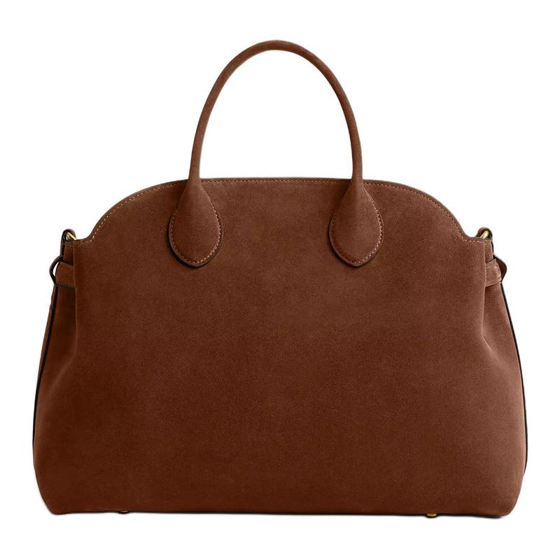 COACH Soft Empire 40 Logo Classic Suede and Calfskin Handbag Large Women's Brown