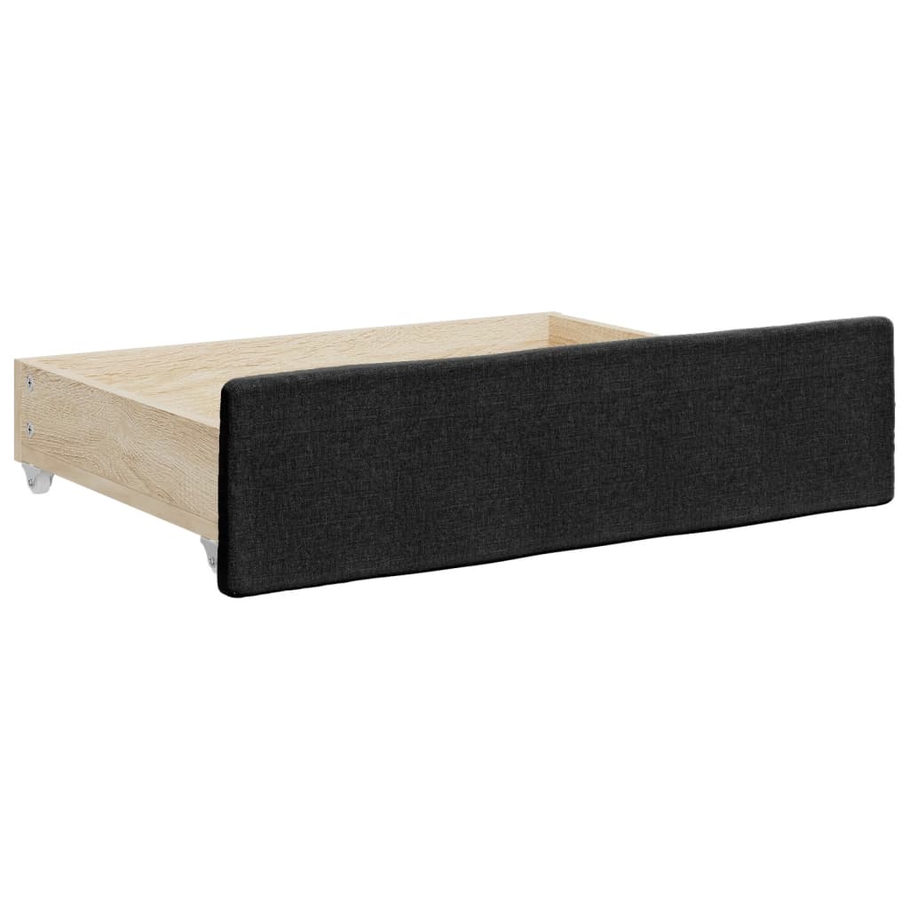 Extendable Daybed with Drawers Black 90x190 cm Fabric