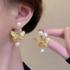 Butterfly Double-sided Pearl Zircon Earrings for Women