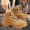Модная мужская обувь 2024 Зимние теплые сноубутсы Высокие хлопковые ботинки Толстая подошва Уличные Противоскользящие На шнуровке Защита от холода Комфортные ботильоны
