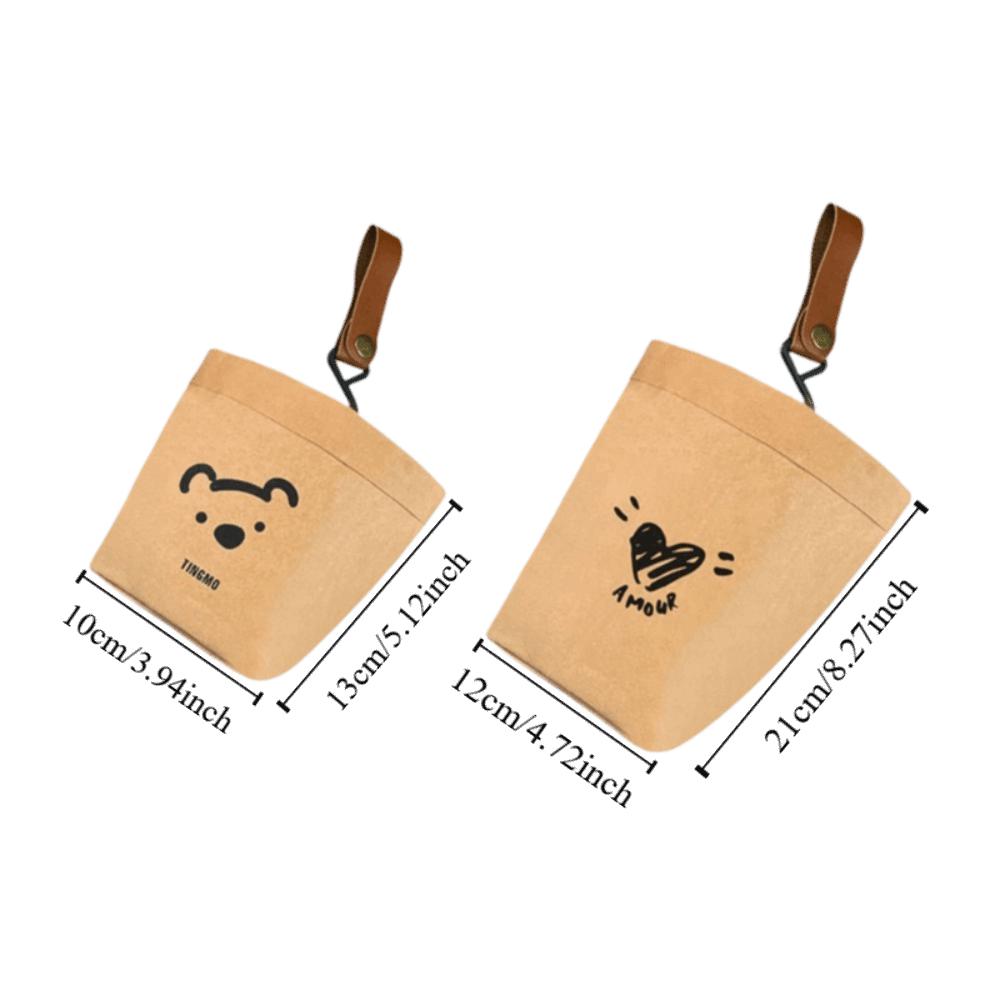 Multipurpose Vehicle Organizer Bear Shaped Kraft Paper Storage Bag Portable Garbage Bin Car Use