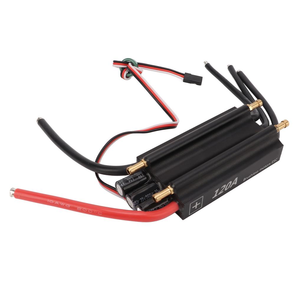 RC ESC 120A Water Cooled Waterproof 2 Way Black Built In BEC 210K Erpm Cycle Menu Settings Brushless ESC for RC Boats