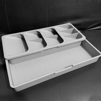 Adjustable Cutlery Organizer Drawer Storage Box For Kitchen Utensils With Multi Compartments