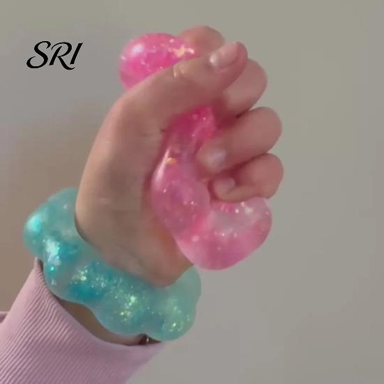 Sensory Squeeze Toy Glitter Bracelet Soft Stretchy Bracelets Knead And Playbands for Kids Mix Wearable Slow-Rebound Fidget Toys Adults Washable Bands