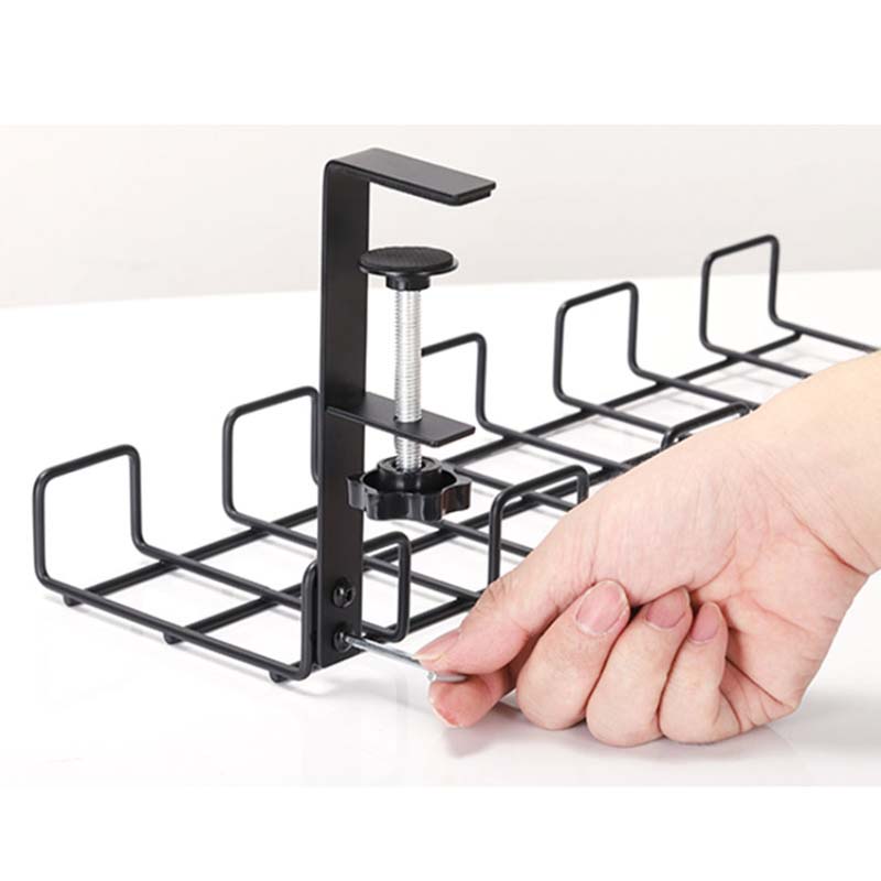 Under Desk Wire Organizer Wire Management Tray Under Table Cable Management Rack,16" No-Drill Cable Management for Standing Desk