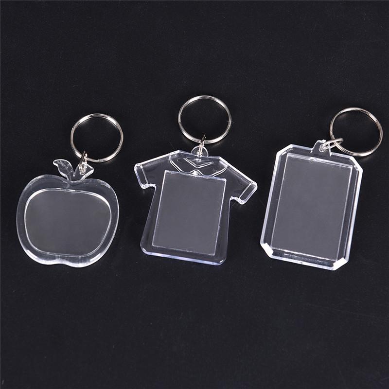 5Pcs Transparent Blank Insert Photo Picture Frame Keyring Key Chain Diy Gifts
