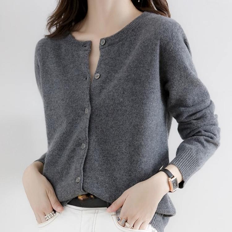 Весенний джемпер с круглым вырезом, свободный, мягкий, тонкий свитер, вязаный кардиган, куртка, осенний, корейская версия, с длинным рукавом, однотонные свитера, топы, верхняя одежда