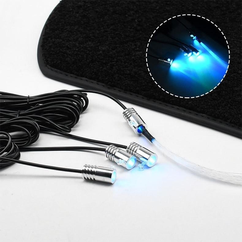 4 шт. Светодиодные коврики для пола автомобиля Starlight LED RGB с управлением через приложение, моющиеся, со светодиодами из оптоволокна, универсальное автомобильное украшение, атмосфера