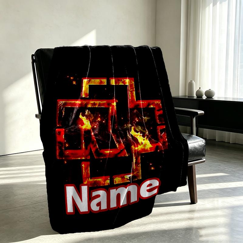 Custom Name Personalized Rammstein Print Blanket, Home Decor, Bedroom, Sofa, Camping, Couch, Gifts for Birthday Christmas