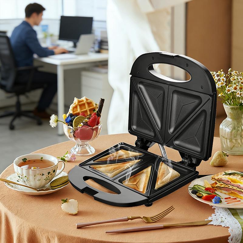 Electric Sandwich and Waffle Maker for European and American Style Breakfasts