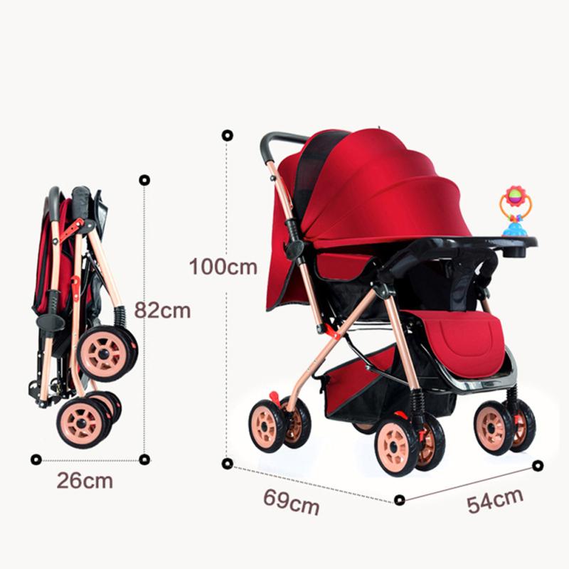Детская коляска, четырехколесная, легкая складная детская коляска, двухсторонняя детская коляска с москитной сеткой