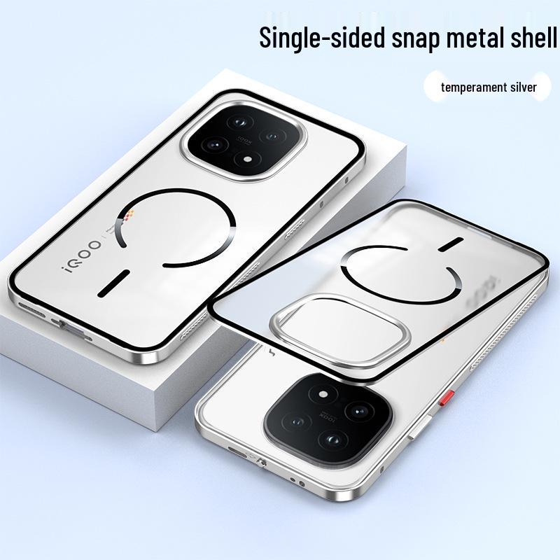 Aluminum Alloy Snap-Button Phone Case with Magnetic Back for iQOO 15 Ultra - Ideal for Cross-Border Use